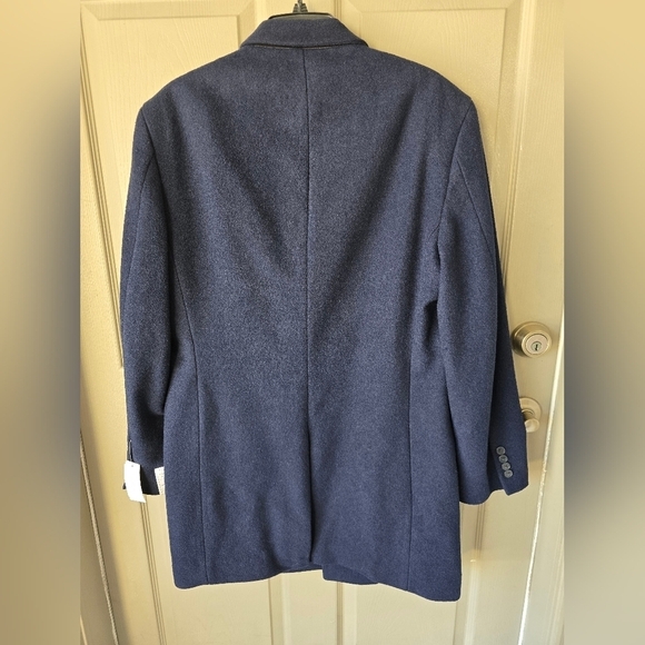 $395 Calvin Klein Long Coat 40 Mens Prosper Blue Wool Blend Heavy Old Money - Picture 14 of 16